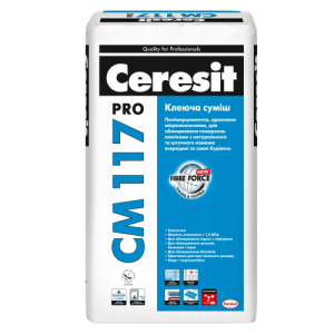 Эластичная клеящая смесь для натурального камня Ceresit CM 117 pro 27кг надежный