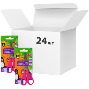 Упаковка Ножницы детские ZiBi 13.2 см с линейкой 24 шт Розовый (ZB.5001-10)