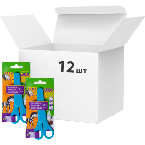 Упаковка Ножницы детские ZiBi 13.5 см с линейкой в чехле 12 шт Синий (ZB.5004-02)