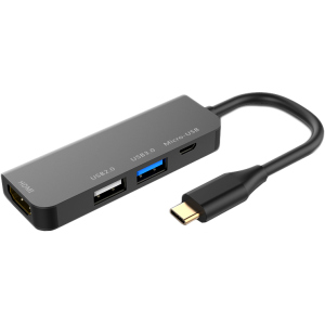 USB-хаб XoKo AC-400 Type-C на HDMI+USB 3.0+USB 2.0+Micro USB (XK-AC-400) в Вінниці