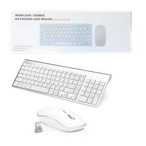 хорошая модель Комплект клавиатура с мышкой UKC Keyboard Wireless 901/ART-2549 беспроводная USB Белая