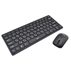 Беспроводная клавиатура и оптическая мышь комплект KeyBoard UKC 901 Mini Черная для компьютера тихая с низкопрофильными клавишами USB 2,4 ГГц (48885)