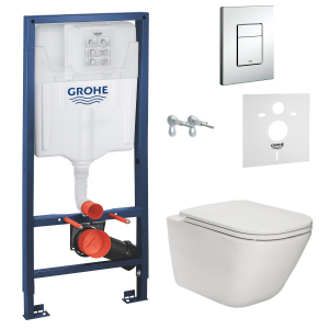 Інсталяція GROHE Rapid SL 38772001 із панеллю змиву Skate Cosmopolitan 38775001 + унітаз ROCA Gap Rimless A34H470000 із сидінням Slim Soft Close краща модель в Вінниці