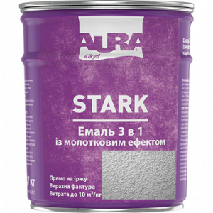 Молотковая эмаль Aura® Stark 3 в 1 серебряный №20 глянец 2.2 кг лучшая модель в Виннице