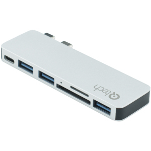 USB-хаб Qitech Aluminium Mini Type-C + Type-A + MicroSD + SD для Macbook Pro і Air Silver (QT-Hub4_sl) краща модель в Вінниці