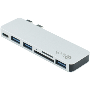 купить USB-хаб Qitech Aluminum Mini Type-C + Type-A + MicroSD + SD для Macbook Pro и Air Silver (QT-Hub4_sl)