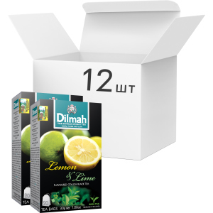Упаковка чаю чорного пакетованого Dilmah Лимон та лайм 12 шт по 20 пакетиків (19312631142133) ТОП в Вінниці