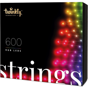 Світлодіодна Smart LED гірлянда Twinkly Strings RGB 600, BT+WiFi, Gen II, кабель IP44 чорний (TWS600STP-BEU) краща модель в Вінниці