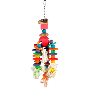 Іграшка для птахів Іграшка дерев'яна на ланцюжку та дзвіночком Trixie 58986 35 см (4011905589862)
