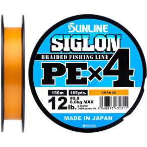 хороша модель Шнур Sunline Siglon PE х4 150 м # 0.8/0.153 мм 6 кг Помаранчевий (16580931)