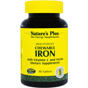 Минерал Nature's Plus Chewable Iron Железо с Витамином С 90 жевательных таблеток (97467034211)