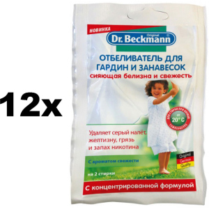 Упаковка відбілювача для гардин та фіранок Dr.Beckmann в економічній упаковці 80 г х 12 шт (4008455412443)