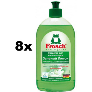 Упаковка бальзаму для посуду, що очищає, Frosch Зелений лимон 500 мл х 8 шт (4009175061836) ТОП в Вінниці