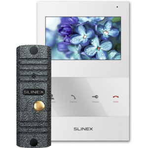 Комплект відеодомофону Slinex SQ-04 White + Виклична панель ML-16НR Grey Antiq (SQ-04(б)+ML-16НR(ант)) ТОП в Вінниці