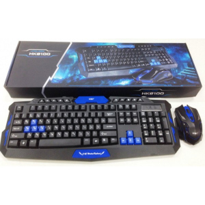 Комплект бездротової Bluetooth клавіатури з мишею Gaming HK-8100 Black&Blue краща модель в Вінниці