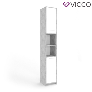 Шкаф пенал для ванной Vicco Kiko, 30x190, бетон лучшая модель в Виннице