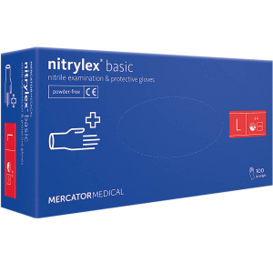 Перчатки Mercator Medical Nitrylex Basic нитриловые нестерильные неприпудренные L 100 шт Голубые (17203900)